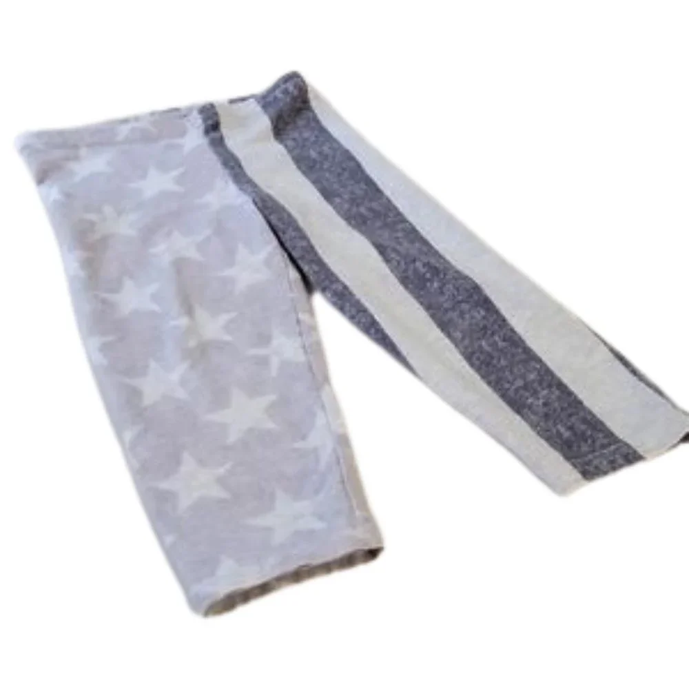 Old Navy Girls Stars & Stripes Pull‑On Leggings White/Gray XS 5 Elastic Waist